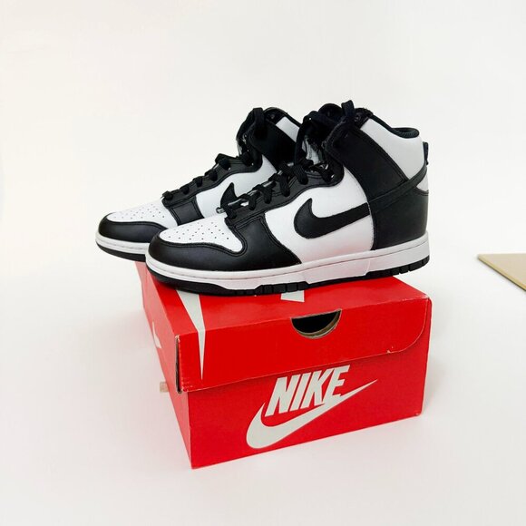 BRAND NEW IN BOX WOMENS NIKE DUNK HIGH PANDA BLACK WHITE SNEAKERS - Picture 11 of 16